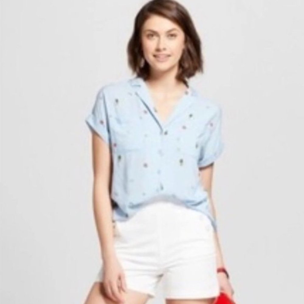 A New Day High Low Button Down Shirt FRUITS szL